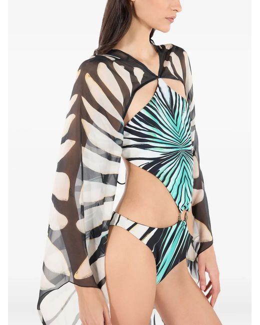 Roberto Cavalli White Sheer Ray Of Sea Printed Cover-Up