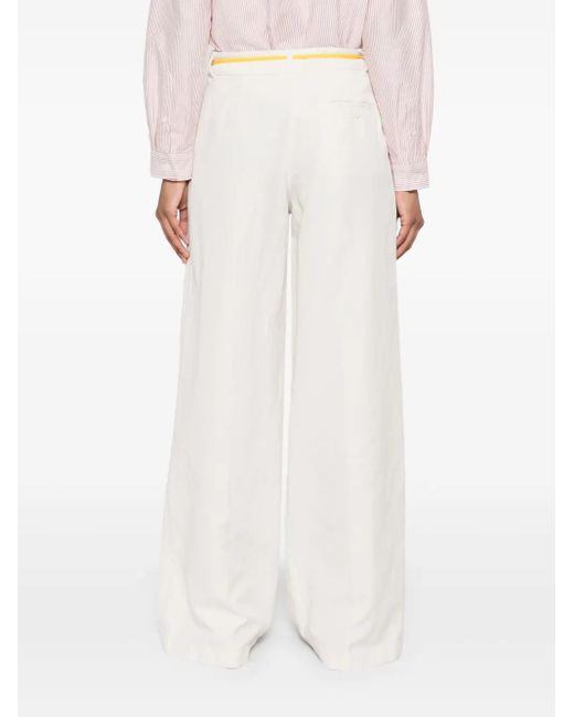 Aspesi White Contrasting-Belt Trousers