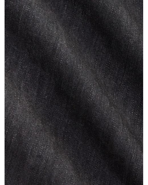RRL Black Embroidered Belted Midi Dress