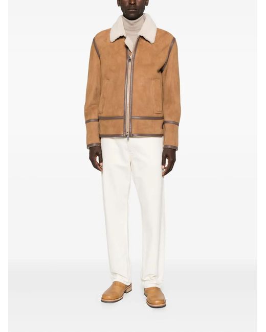 Dondup Brown Zip-Up Leather Jacket for men