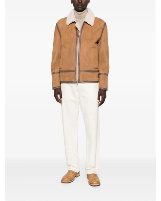 Dondup Brown Zip-Up Leather Jacket for men