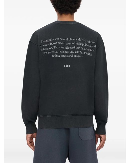 MSGM Black Round-Neck Sweatshirt for men