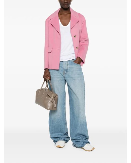 Max Mara Pink Button-Fastening Notched-Lapel Jacket