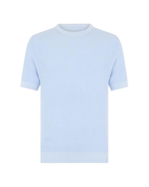 Fedeli Blue T-Shirt En Coton À Col Rond for men