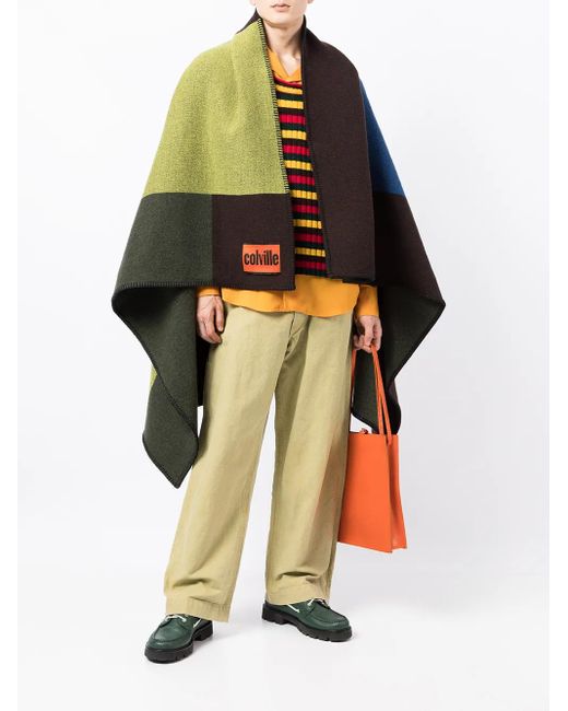 Colville Green Large Colour-Block Scarf