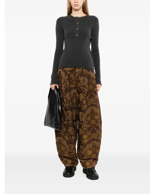 Uma Wang Black Ribbed-Knit Button-Up Jumper