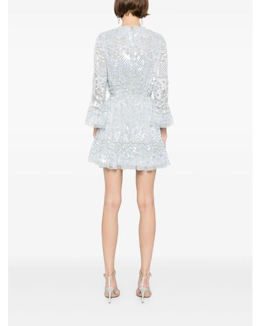 Needle & Thread White Sequin Embellishment Dress