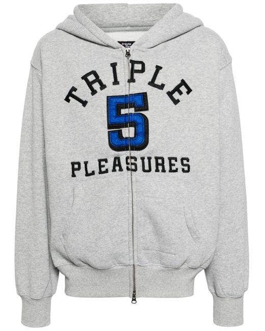 Pleasures Gray Triple 5 Soul Zip-up Hoodie for men
