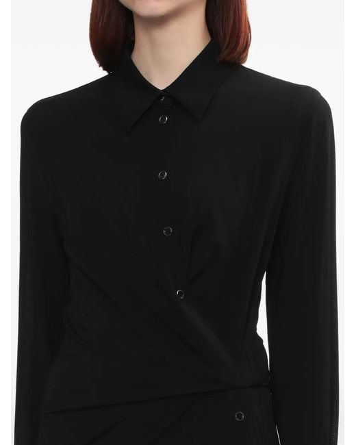Helmut Lang Black Twisted Long-Sleeve Maxi Shirt Dress