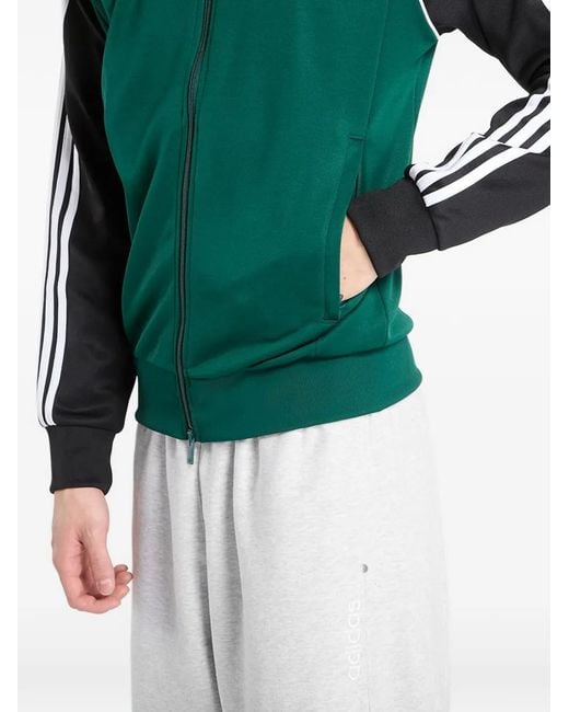 Adidas Green 3-Stripes Zip-Up Sweatshirt for men