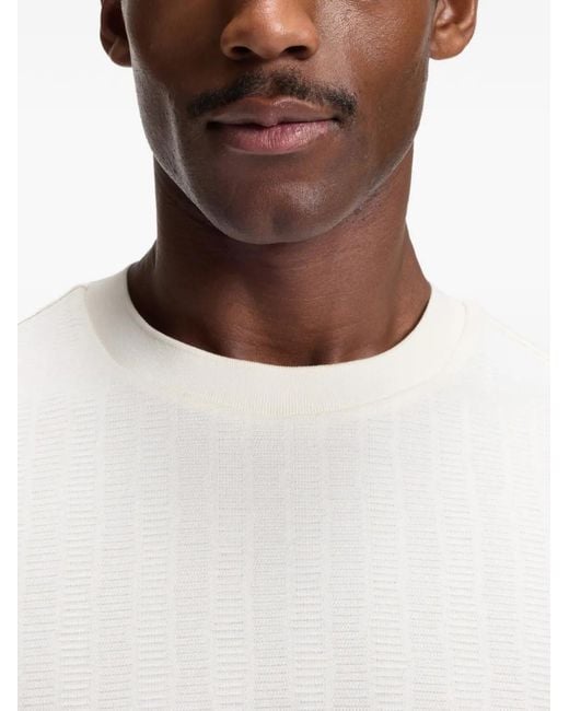 Boss White Textured Regular-Fit T-Shirt for men