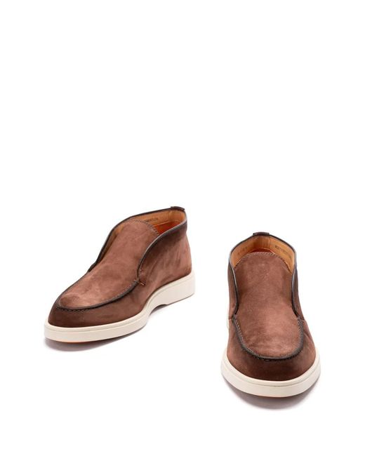 Santoni Brown Suede Boots for men