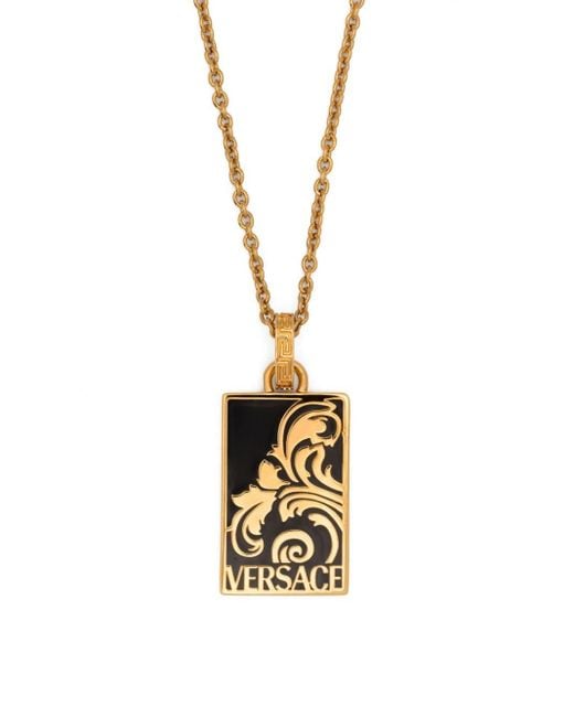 Versace Metallic Palmette Pendant Necklace for men