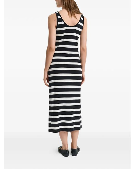 Gant Black Striped Scoop-Neck Midi Dress
