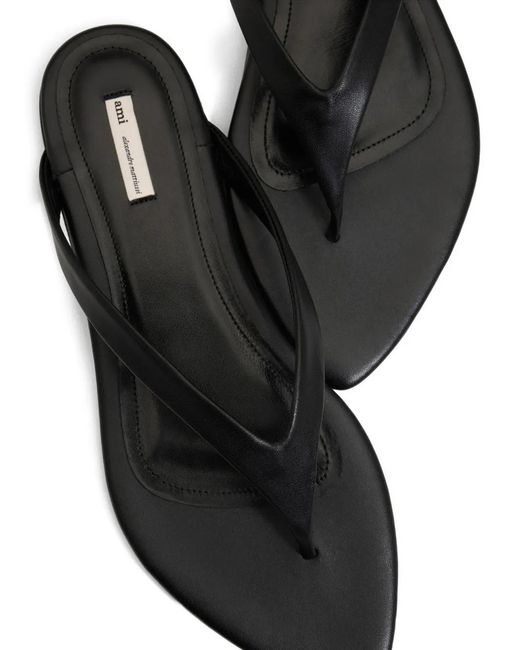 AMI Black Pointed-Toe Flat Sandals