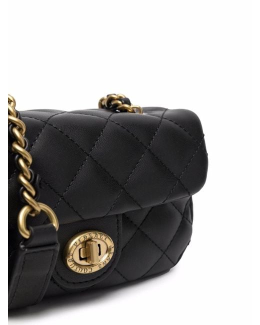Versace Jeans Couture Denim Quilted Crossbody Bag in Black | Lyst