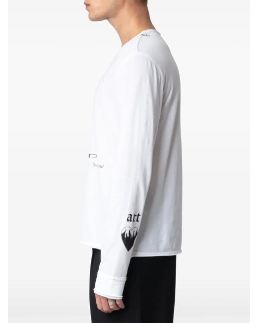 Zadig & Voltaire White Tattoo-Print Long-Sleeve T-Shirt for men