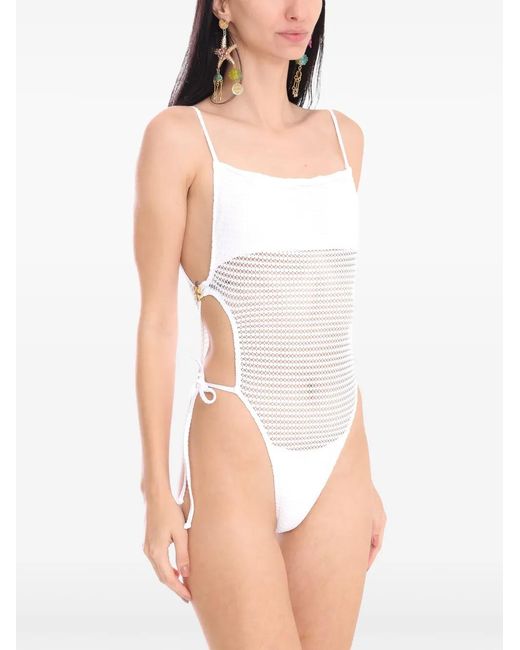 Amir Slama White X Jade Picon Openwork Swimsuit