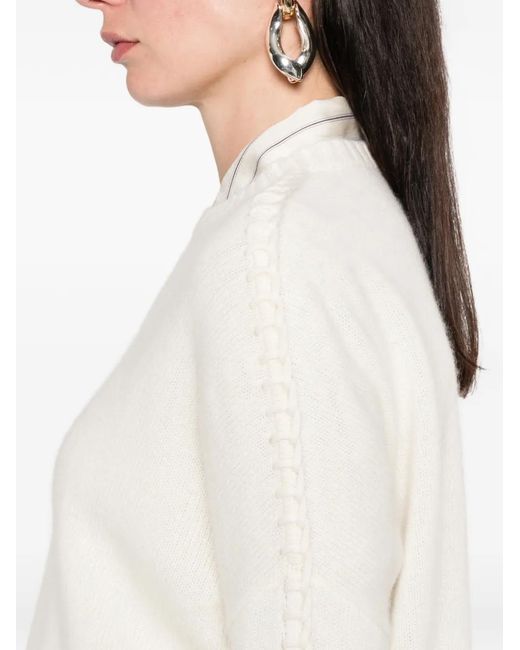Kujten White Whipstitch-Detailed Sweater