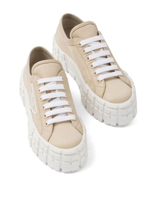 Prada White Double Wheel Re-nylon Sneakers
