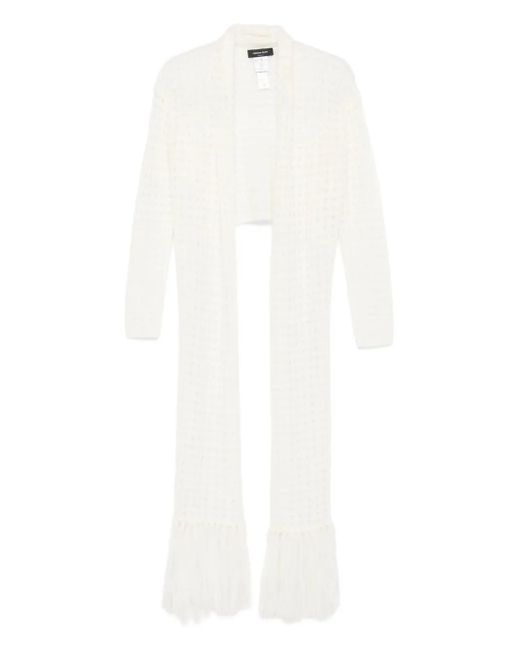 Fabiana Filippi White Fringe-Detail Open-Front Cardigan
