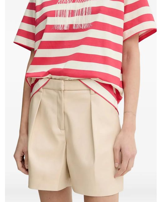 Stand Studio Red Belen Belt-Loop Pleated Shorts