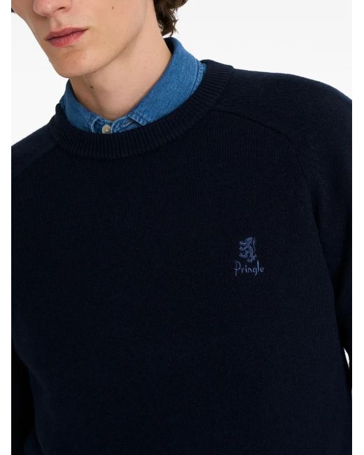 Pringle of Scotland Blue Crew-Neck Logo Sweater for men
