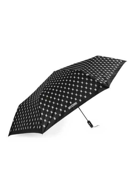 Moschino Black Monogram Foldable Umbrella