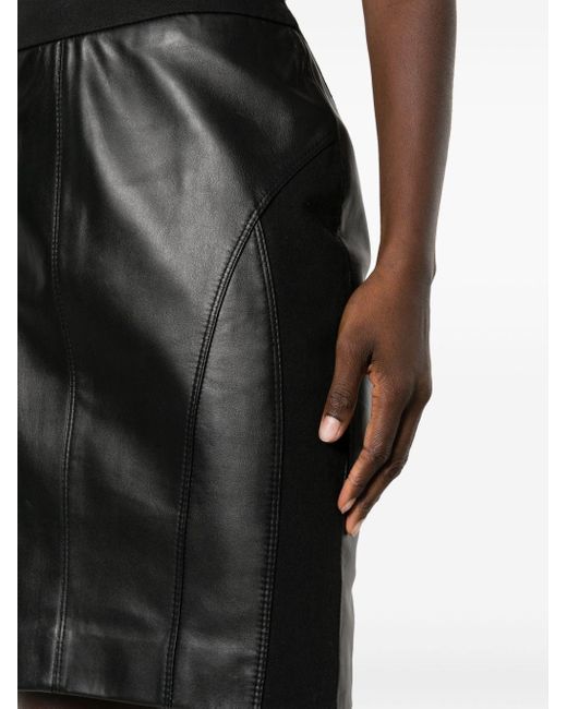 Pinko Black Zip-fastening Leather Skirt