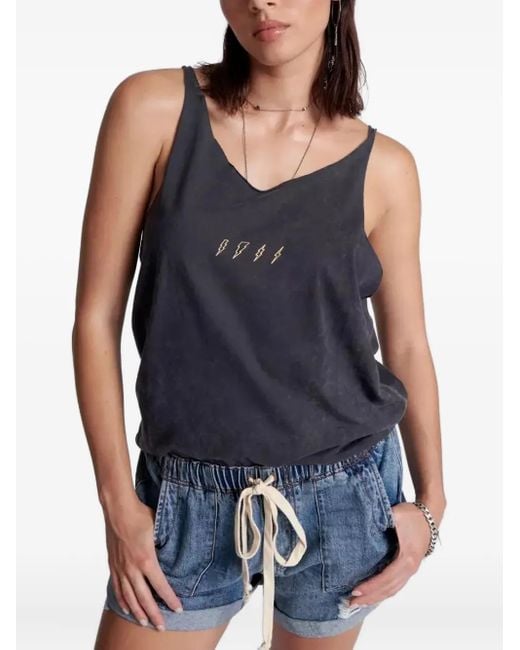 One Teaspoon Blue Lightning-Print Top