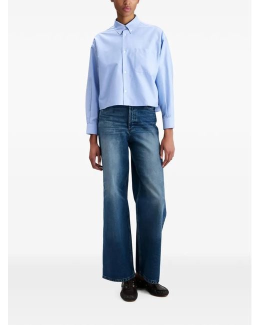 A.P.C. Blue Button-Down Cropped Shirt