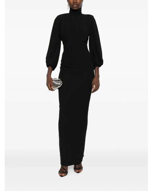Vestiaire d'un Oiseau Libre Black High-Neck Puff-Sleeve Dress