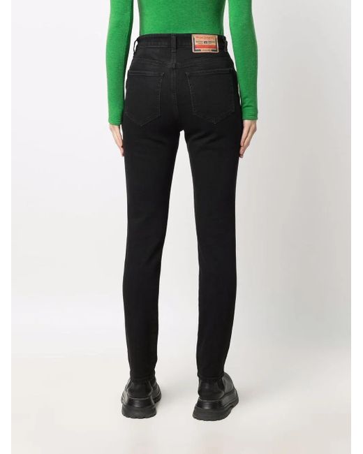 Jean À Patch Logo DIESEL en coloris Black