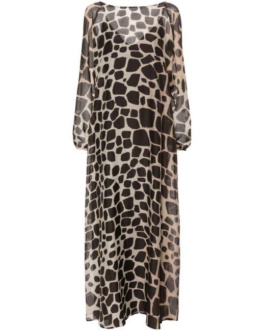 Max Mara Black Giraffe-print Semi-sheer Dress