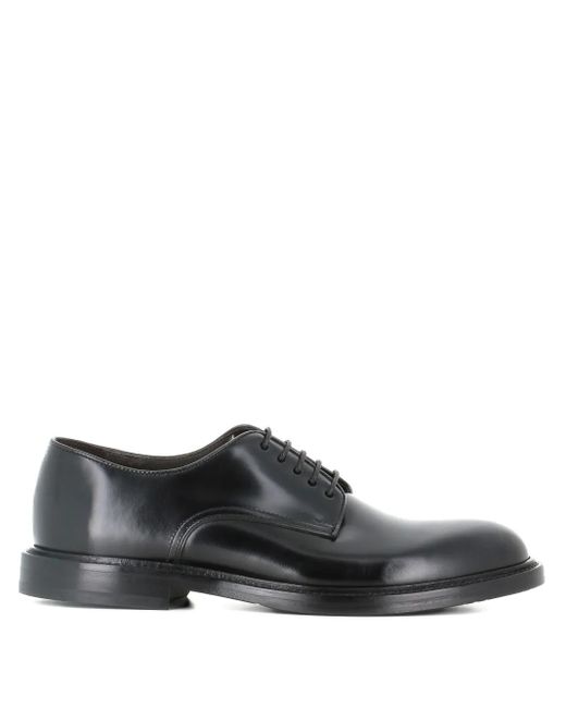 Green George Gray Leather Derby Shoes for men