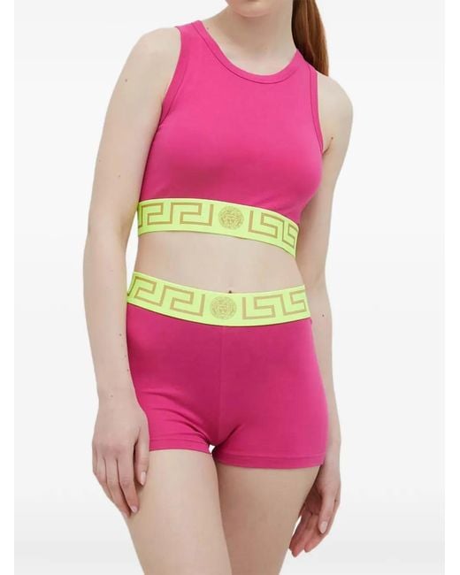 Versace Pink Greca Medusa Top
