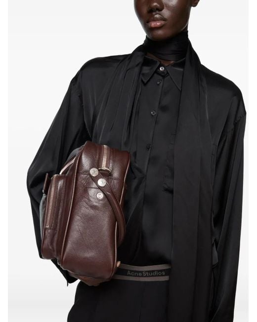 Acne レイヤード サテンブラウス Black