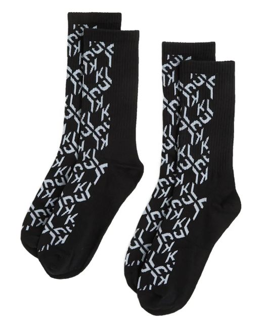 Karl Lagerfeld Black Monogram-Pattern Socks for men