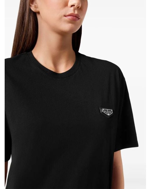 Philipp Plein Black Mini Iconic Round Neck T-Shirt Dress
