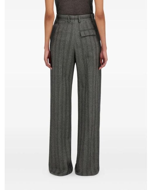 Ferragamo Gray Ferragamo Straight-Leg Chevron Tailored Trousers