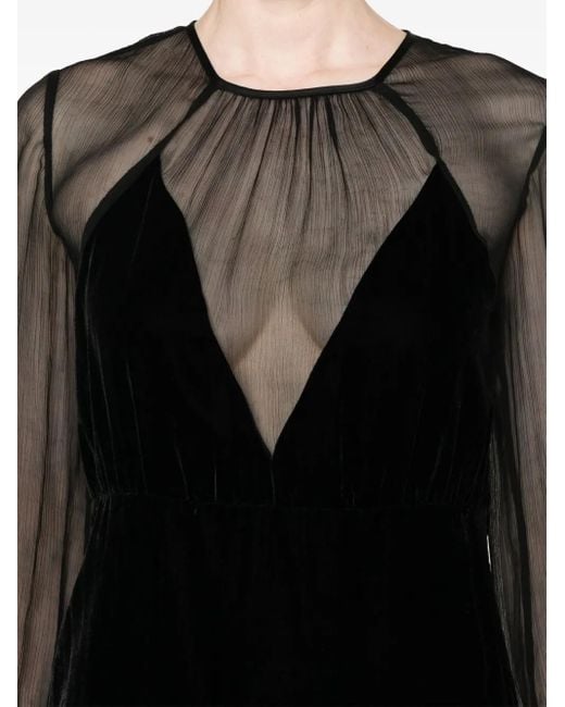 Twinset Black Velvet Midi Coat