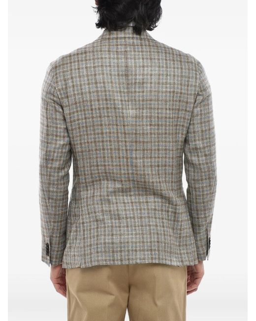 Corneliani Gray Gate Gingham-Pattern Blazer for men