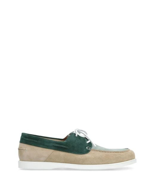 Doucal's Green Suede Boat Shoes for men