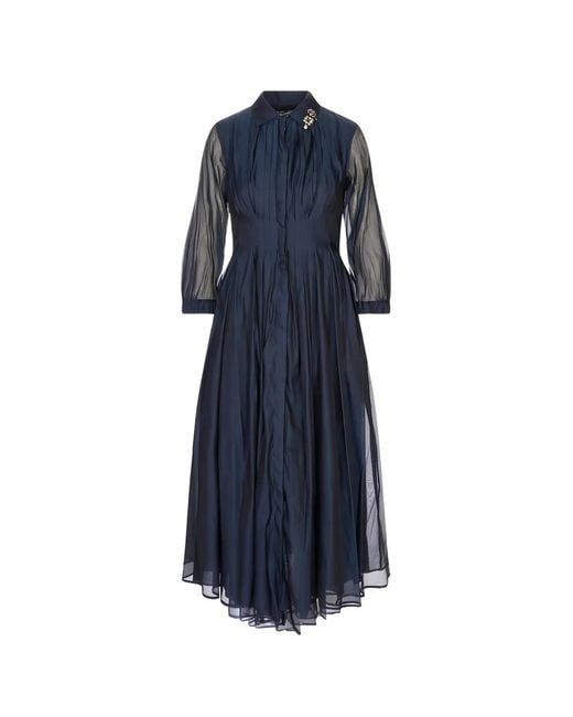 Max Mara Blue Organza Shirt Dress