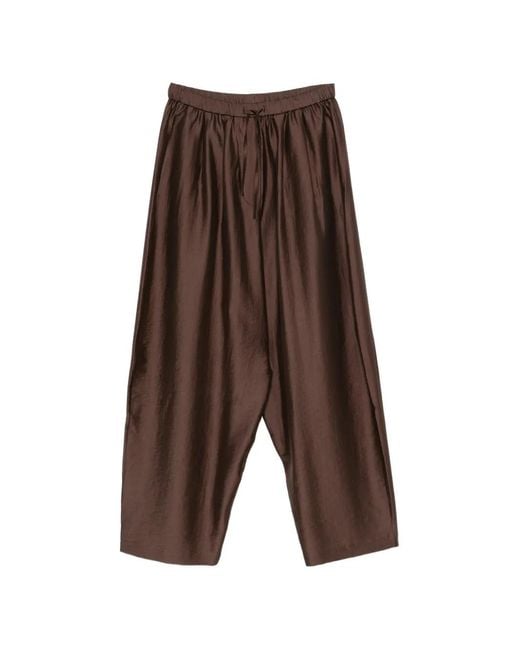 Cordera Brown Drawstring-Waist Wide-Leg Trousers