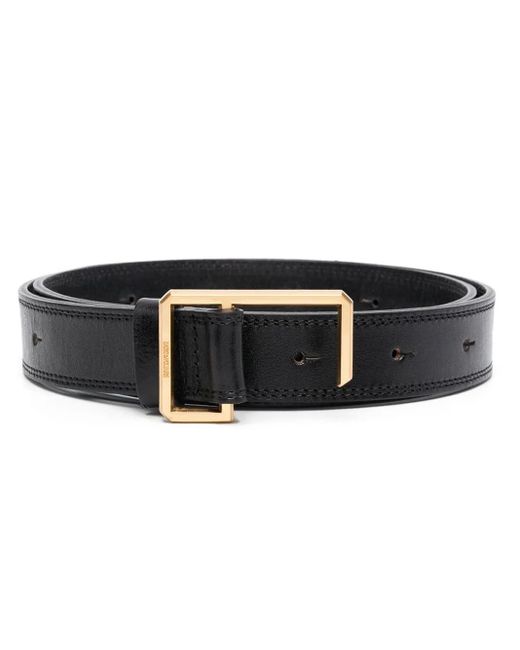 Zadig & Voltaire Black Engraved-Logo Buckle Leather Belt