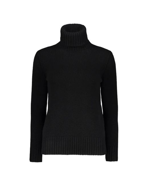 Moorer Black Ribbed-Knit Roll-Neck Sweater