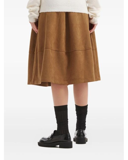 B+ AB Brown Panelled Midi Skirt