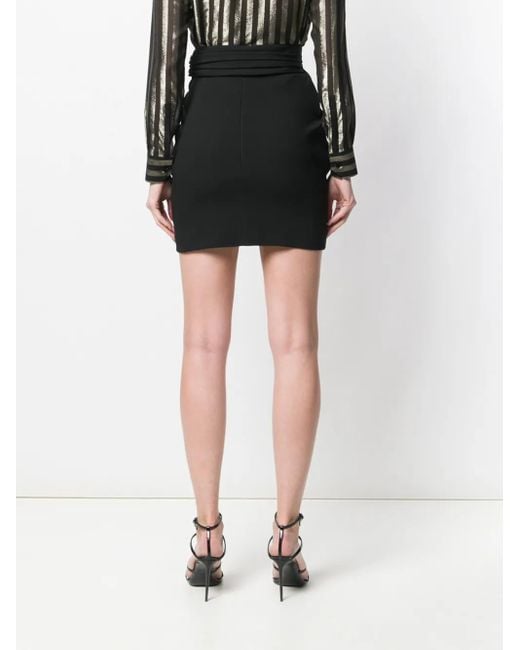 Saint Laurent Black Draped-Style Skirt