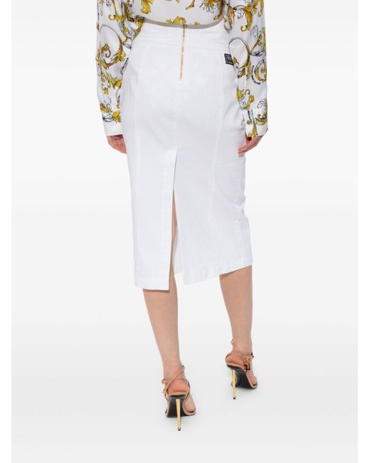 Versace Jeans Couture White Cotton Midi Skirt